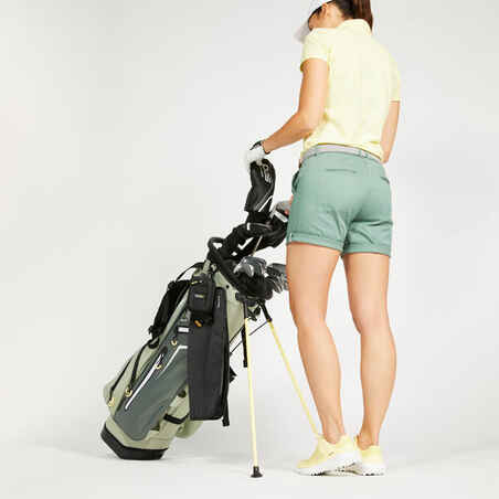 Women's golf cotton chino shorts - MW500 green