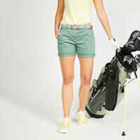 Women's golf cotton chino shorts - MW500 green