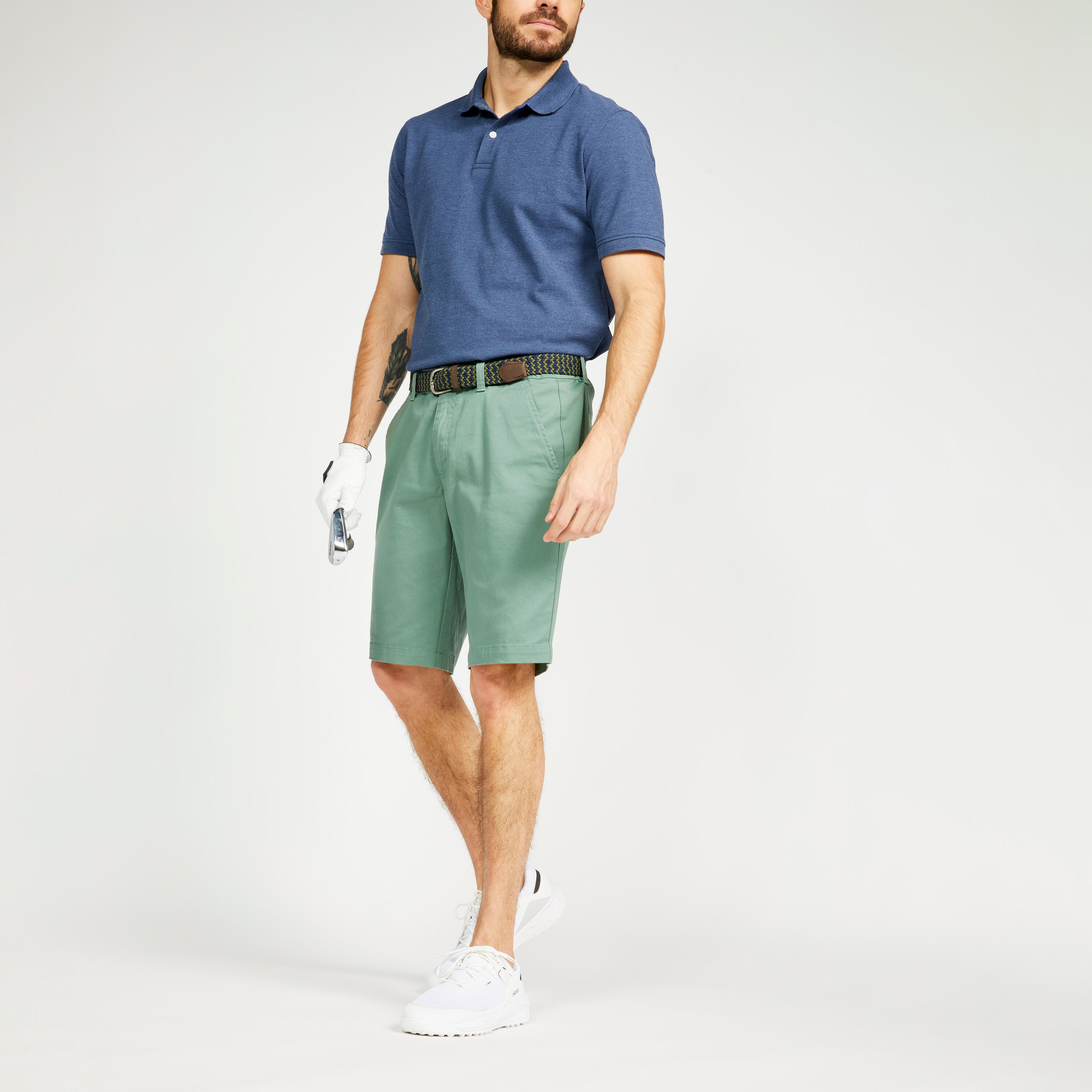 Men's golf chino shorts - MW500 green 1/6