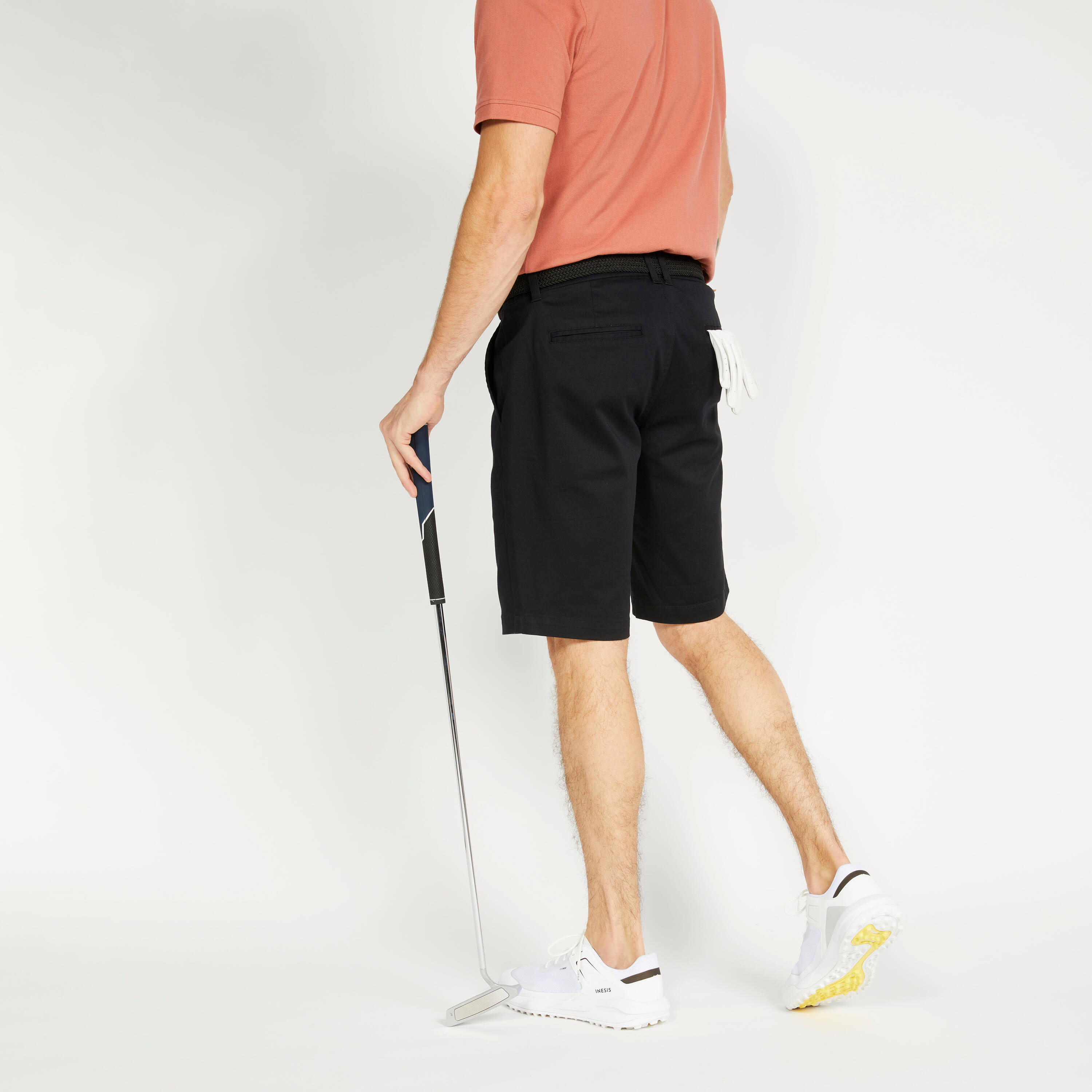 Men's golf cotton chino shorts, MW500 black -  4
