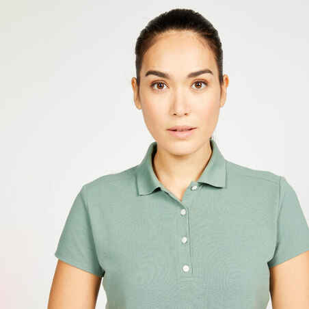 Women's golf short-sleeved polo shirt MW500 - Green
