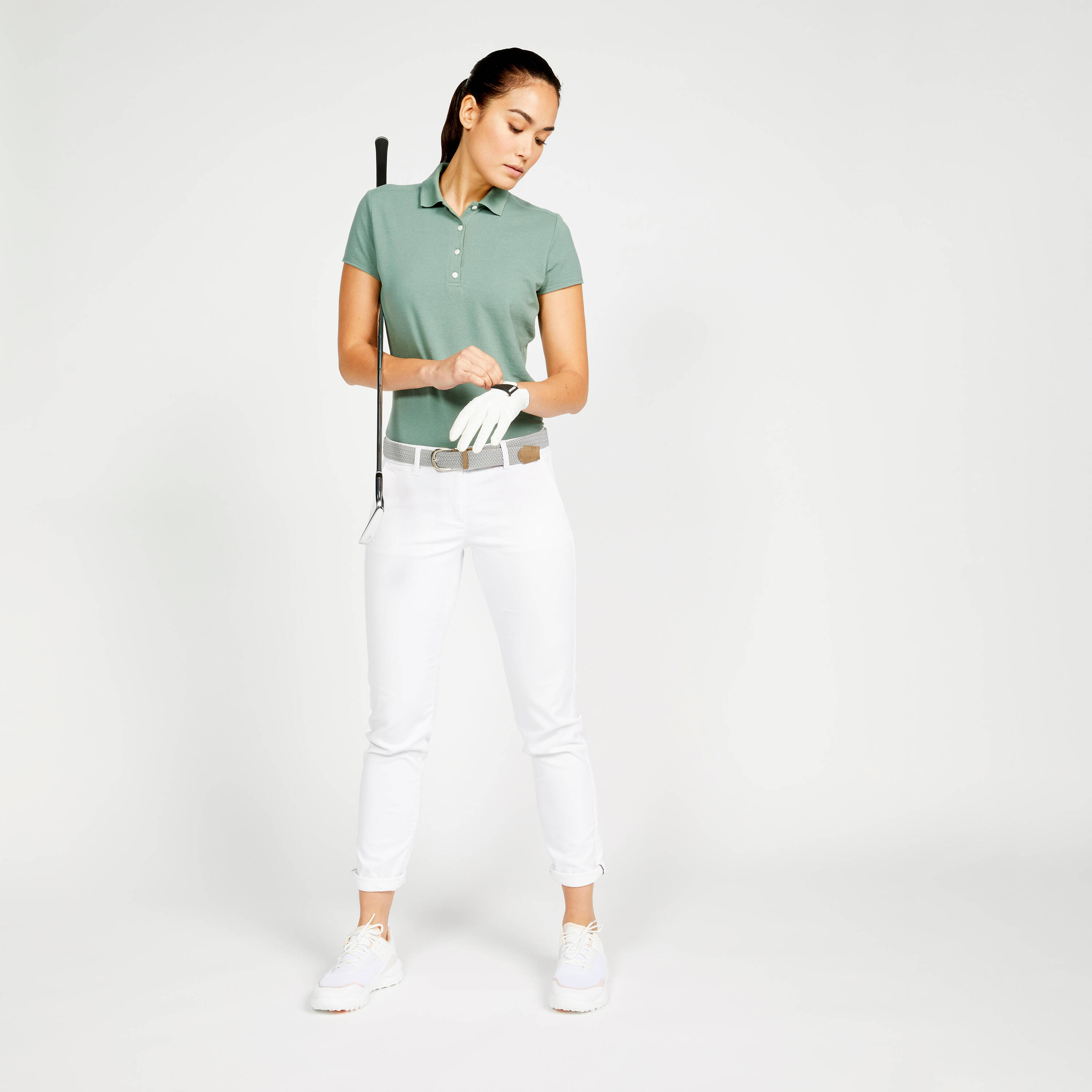 Women's Golf Short-Sleeved Polo T-Shirt MW500 - Green -  2