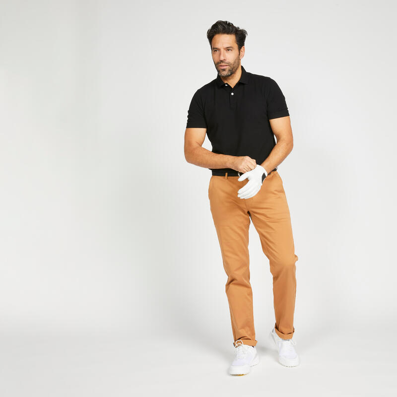 Men's golf cotton short-sleeved polo shirt - MW500 Black