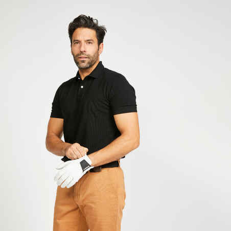 Črna moška polo majica s kratkimi rokavi za golf MW500