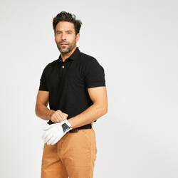 Kaus polo golf lengan pendek pria MW500 hitam