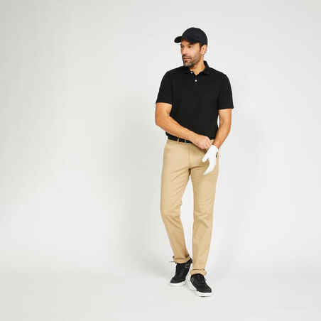 Kaus polo golf lengan pendek pria MW500 hitam