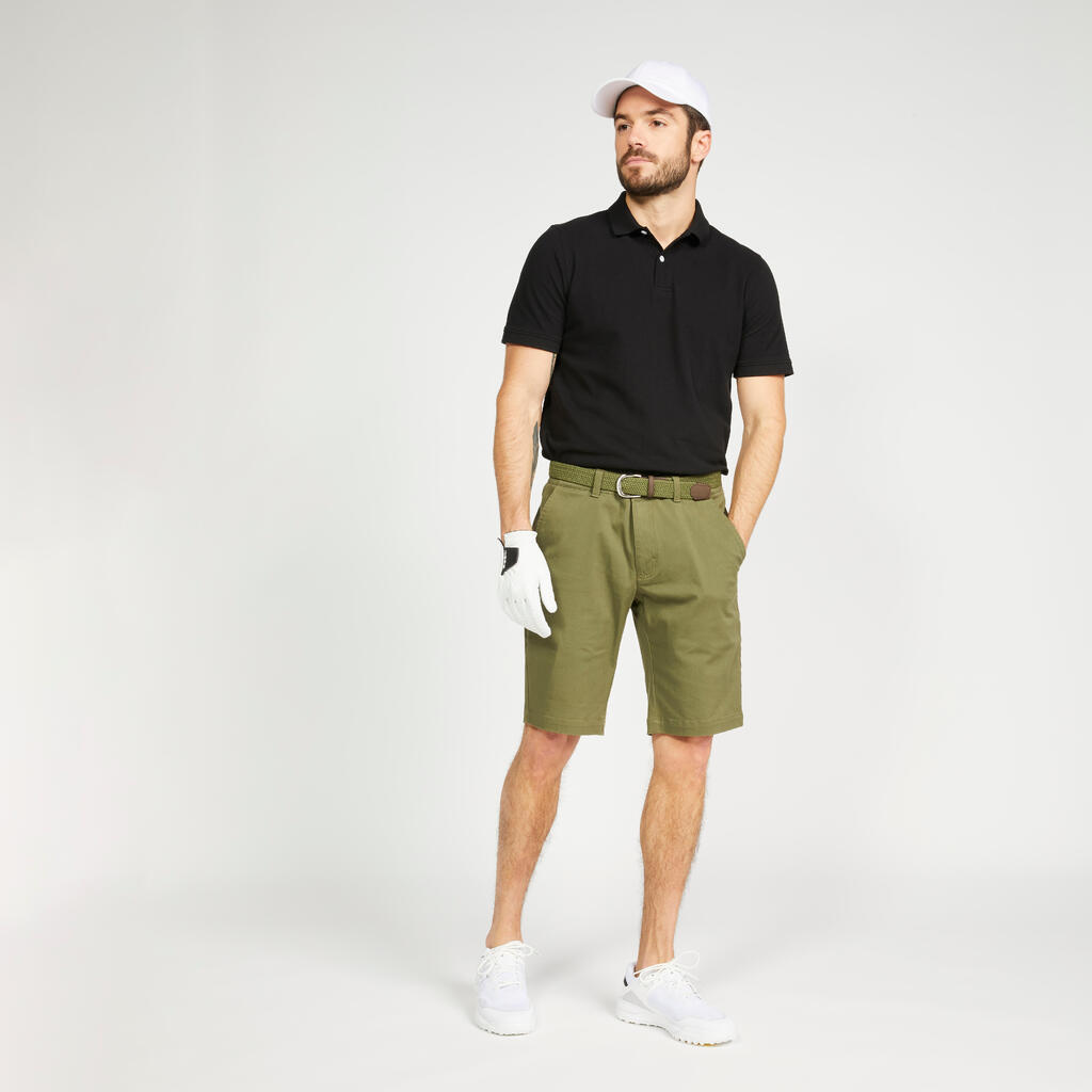 Men's golf cotton short-sleeved polo shirt - MW500 Forest green