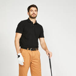 Men's golf cotton short-sleeved polo shirt - MW500 Black