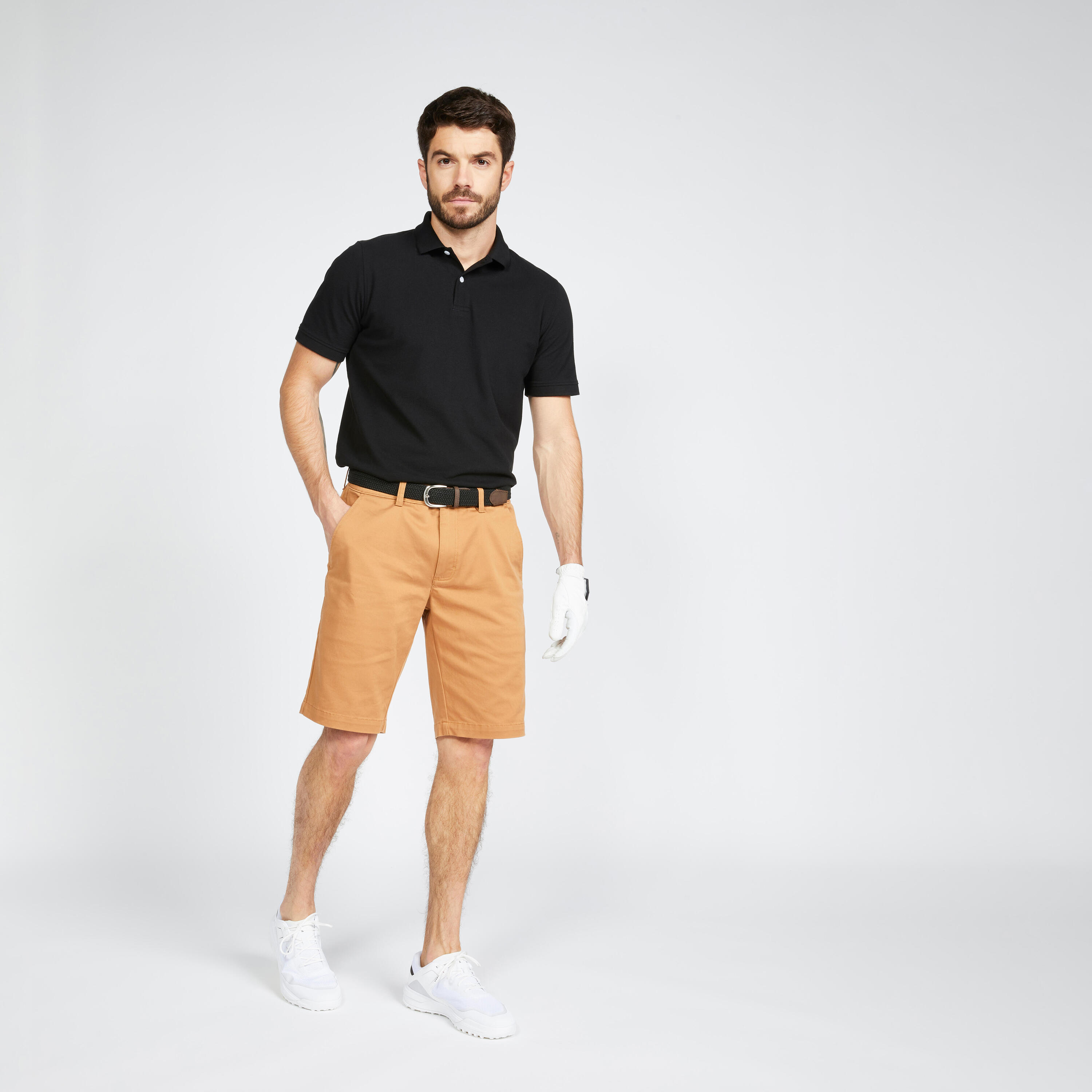 Pantalón corto chino algodón golf Hombre, MW500 avellana 3/5