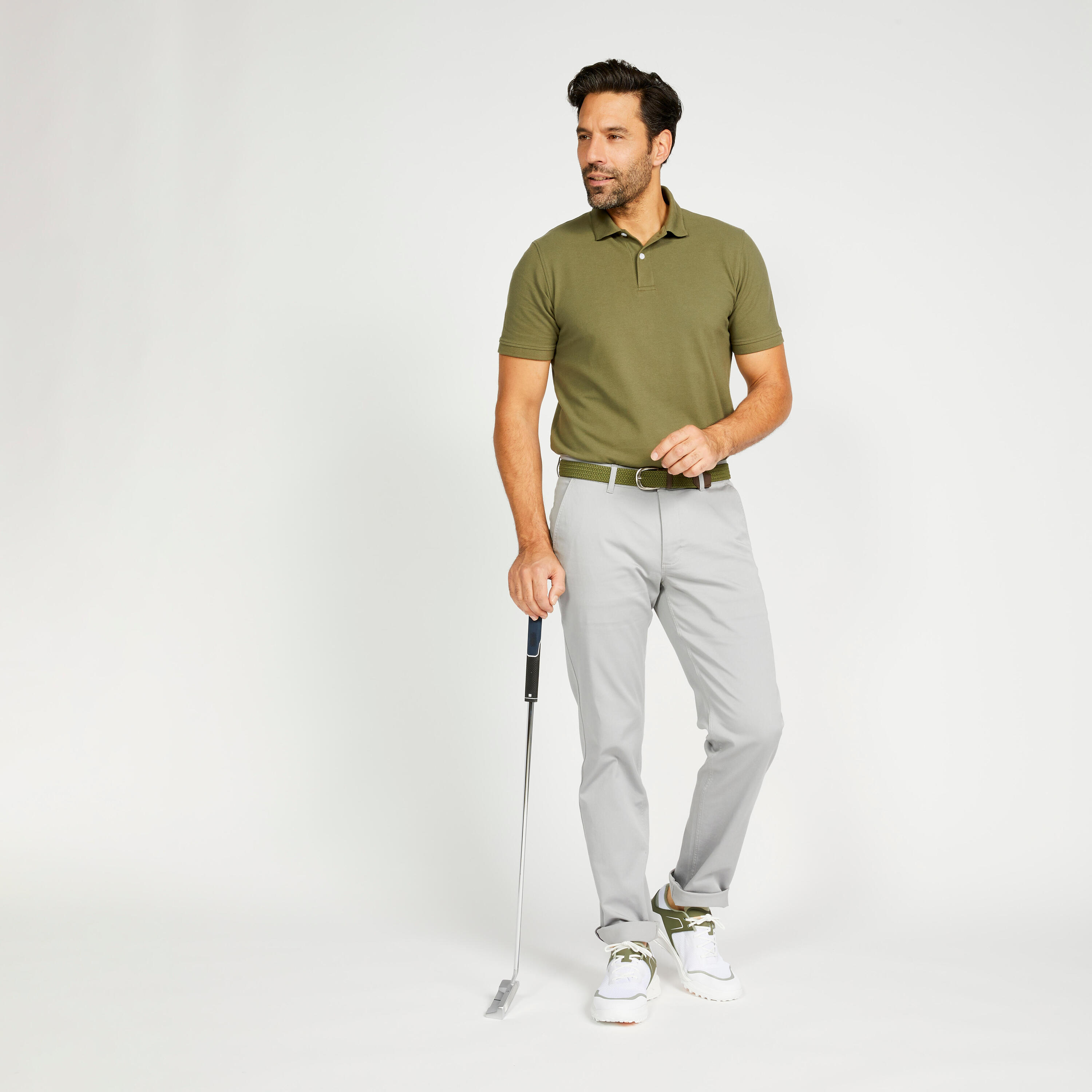 Men's short-sleeved golf polo shirt - MW500 khaki 2/5