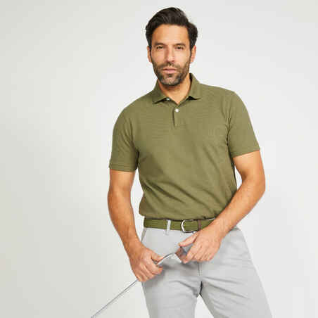 Kaki zelena moška polo majica s kratkimi rokavi za golf MW500