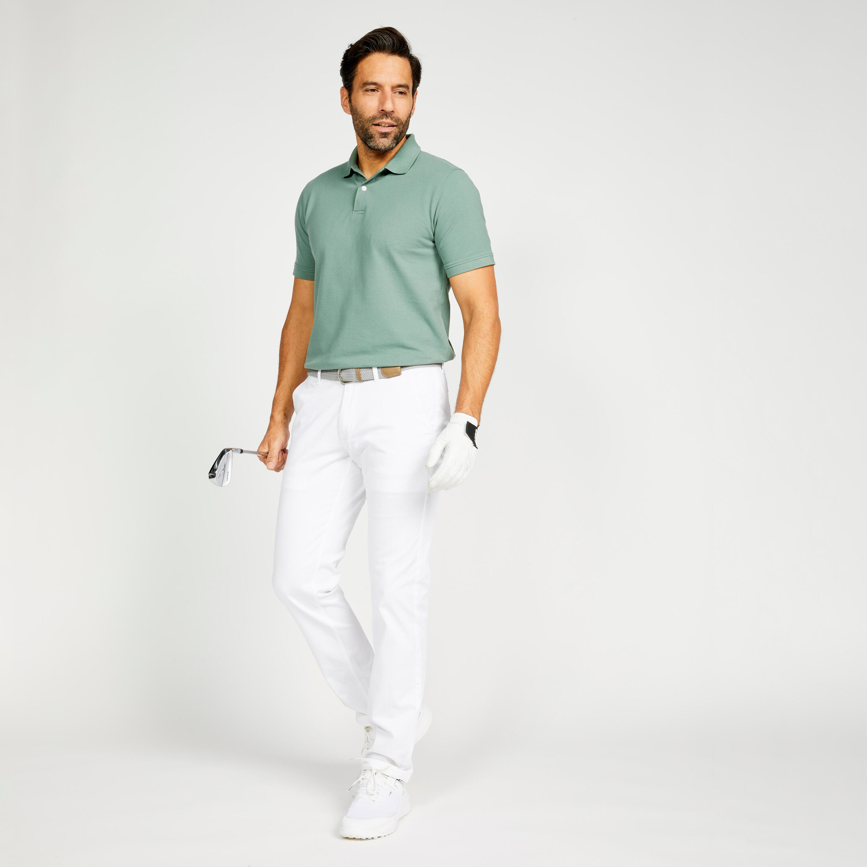 Polo de golf de algodón y poliéster manga corta hombre - MW500 verde 3/6