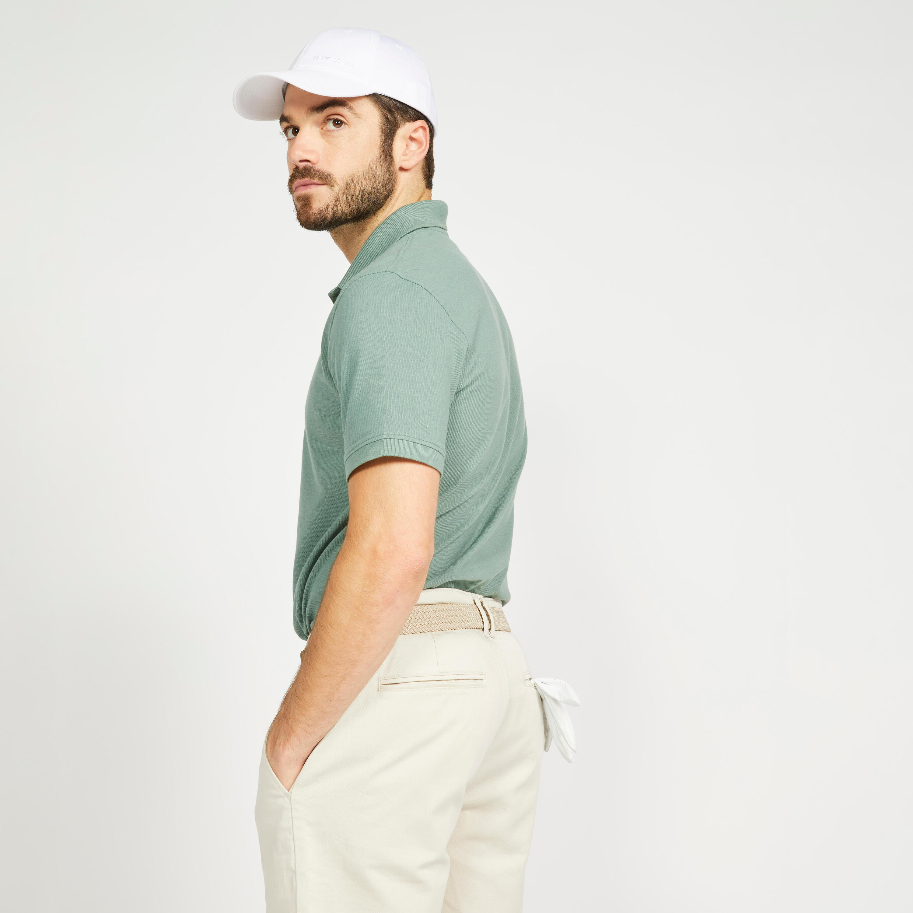 Men's short-sleeved golf polo shirt - MW500 green 2/5