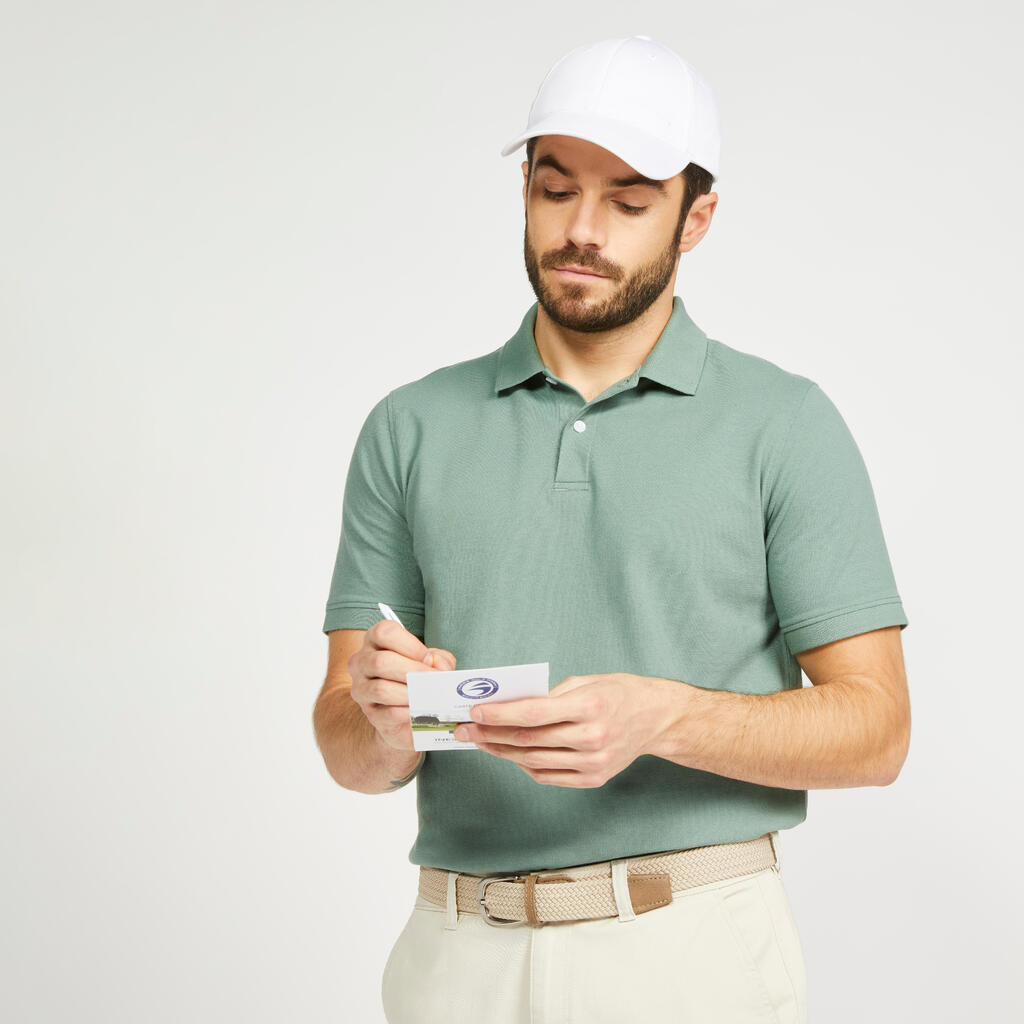 Polo de golf en coton polyester manches courtes homme - mw500 vert