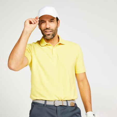 Rumena moška polo majica s kratkimi rokavi za golf MW500