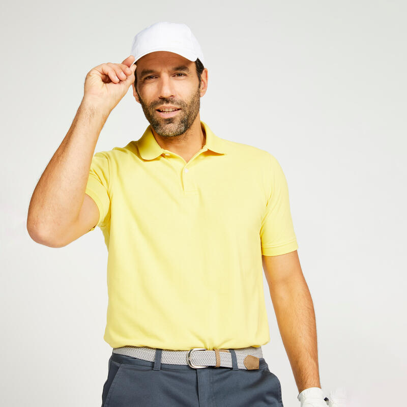 Férfi rövid ujjú golfpóló MW500, sárga