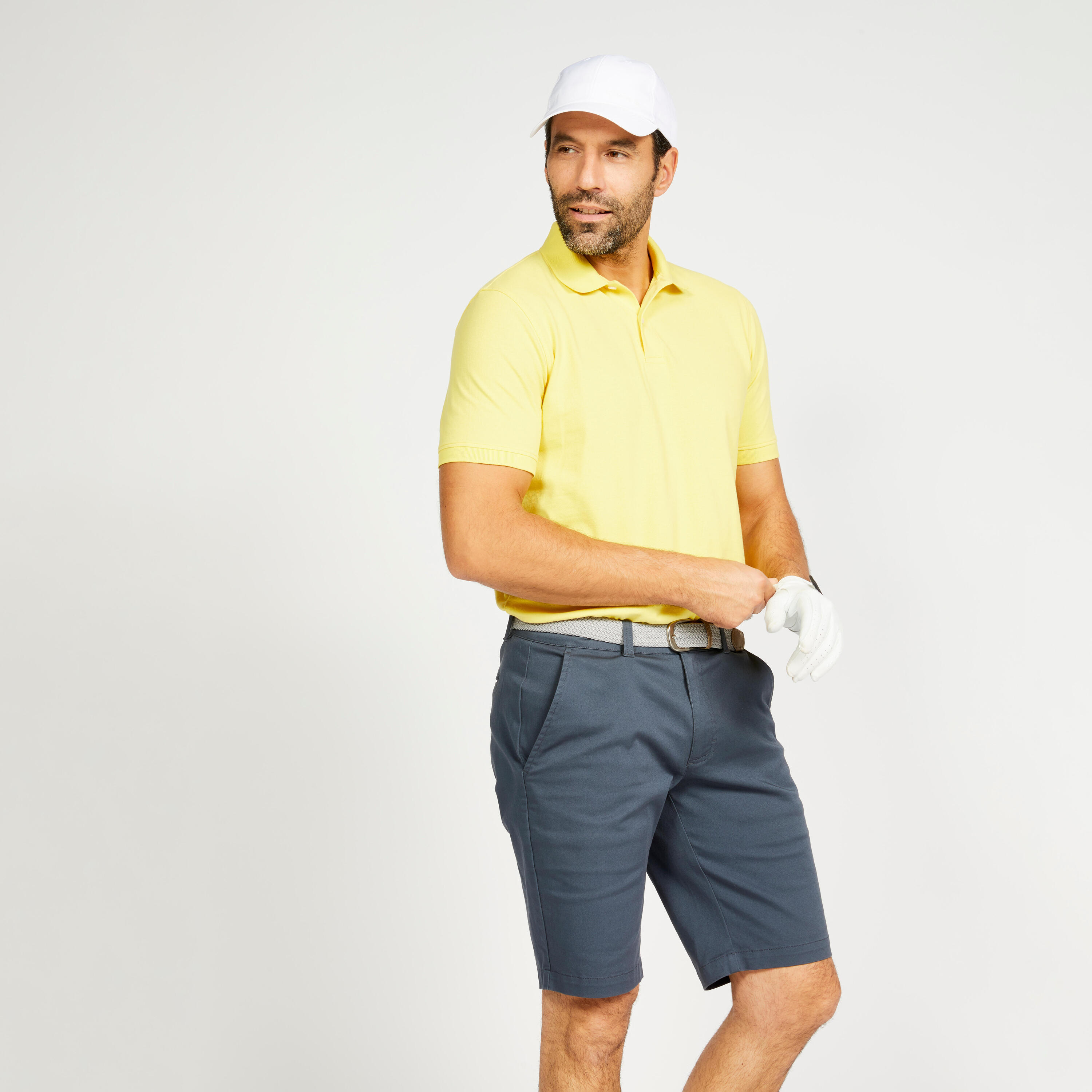 Men's short-sleeved golf polo shirt - MW500 yellow 2/5