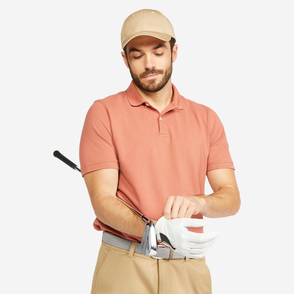 Polo de golf en coton polyester manches courtes homme - mw500 terracotta