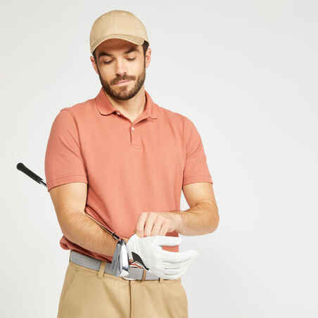 Rjava moška polo majica s kratkimi rokavi za golf MW500