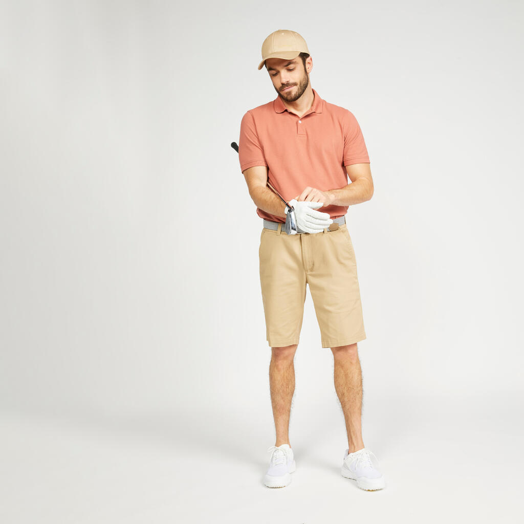 Polo de golf en coton polyester manches courtes Homme, MW500 rouge foncé