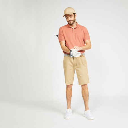Men's short-sleeved golf polo shirt - MW500 terracotta