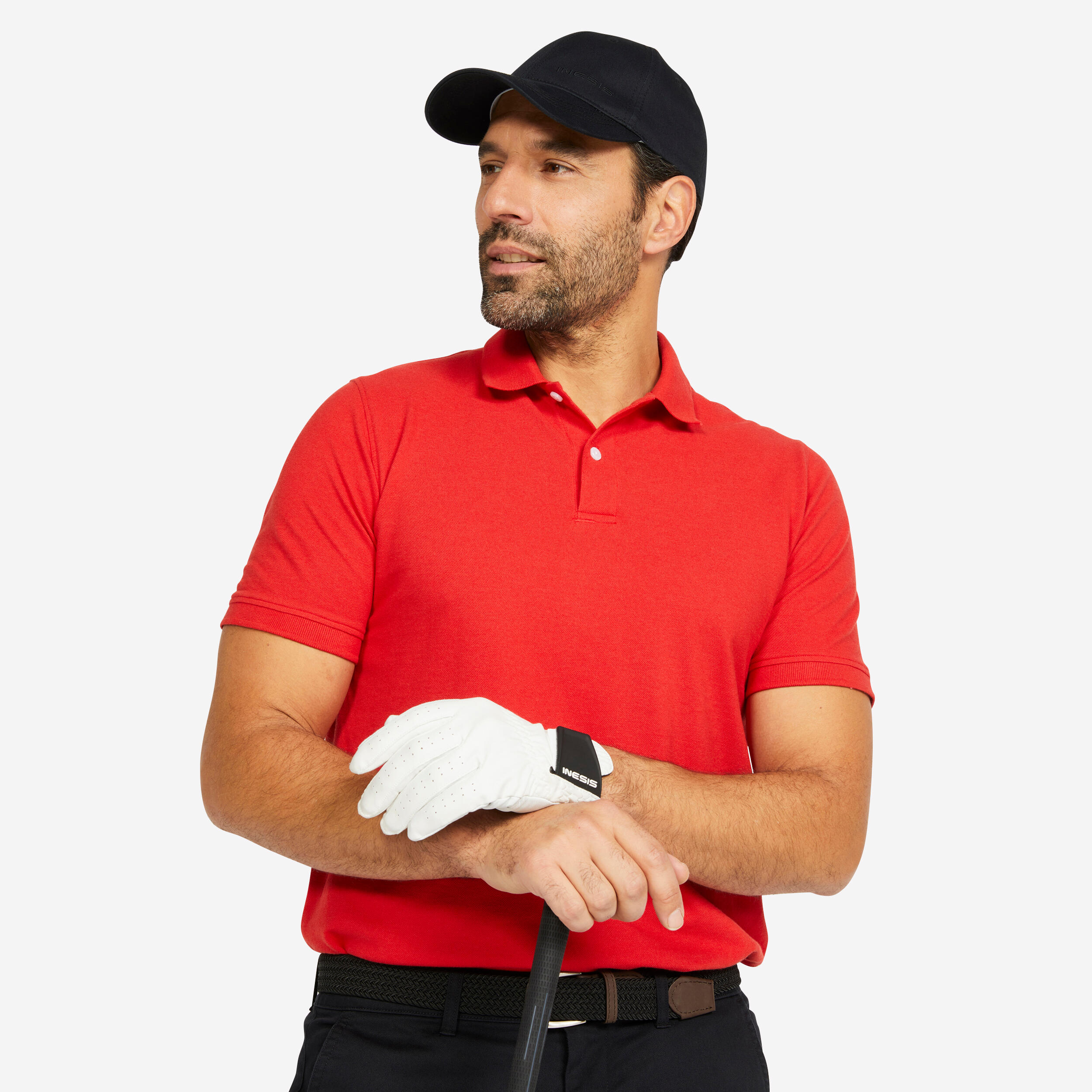 Men's short-sleeved golf polo shirt - MW500 red 1/5