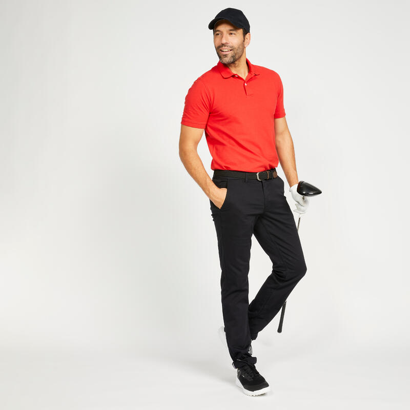 Polo de golf de algodón manga corta Hombre - MW500 rojo