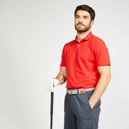 Men's golf cotton short-sleeved polo shirt - MW500 Red