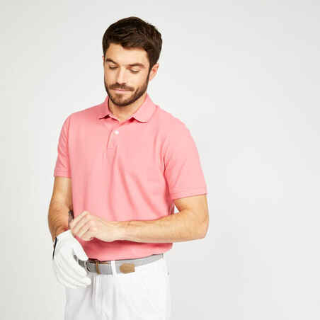 Men’s golf cotton short-sleeved polo shirt - MW500 Pink