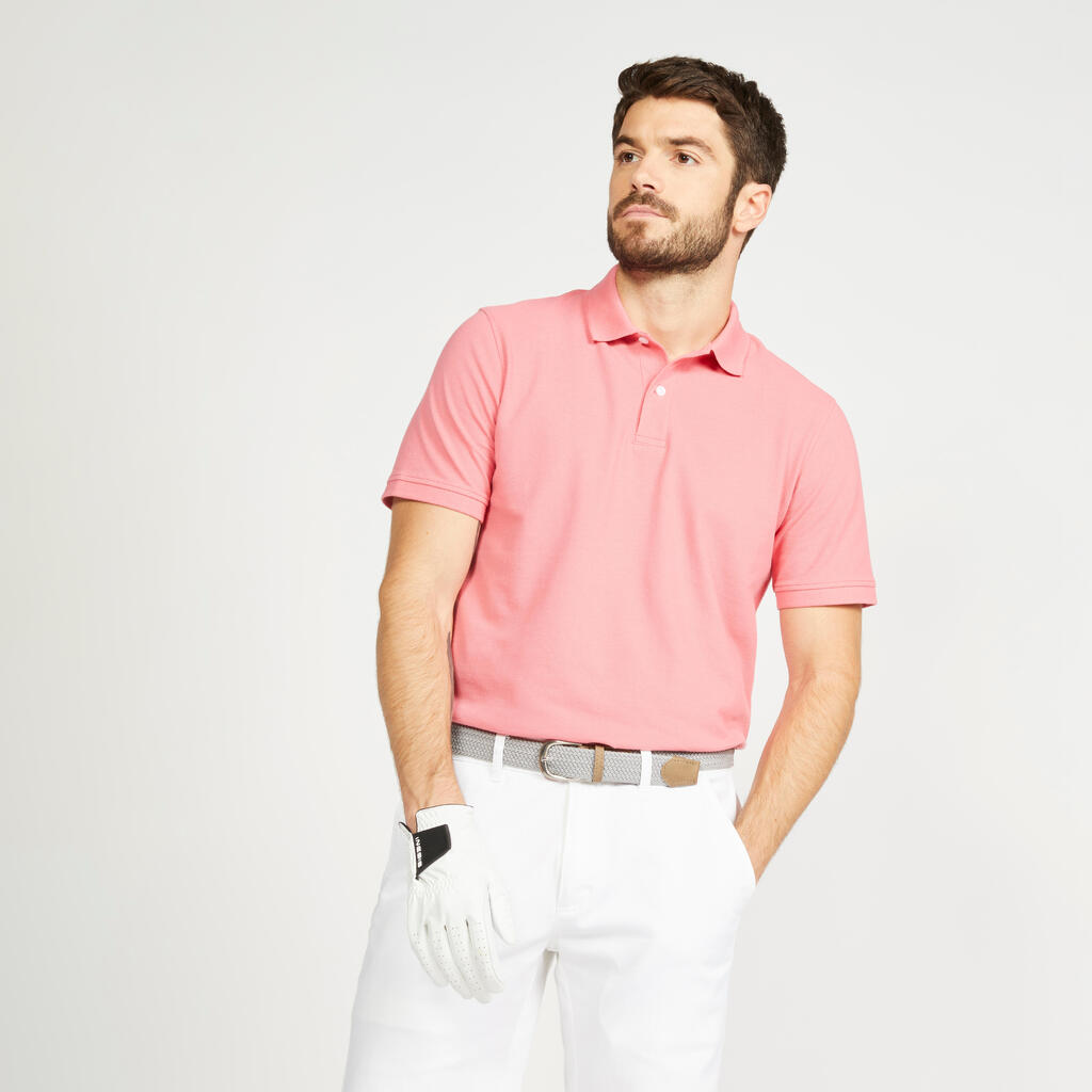 Polo de golf en coton polyester manches courtes homme - mw500 rose
