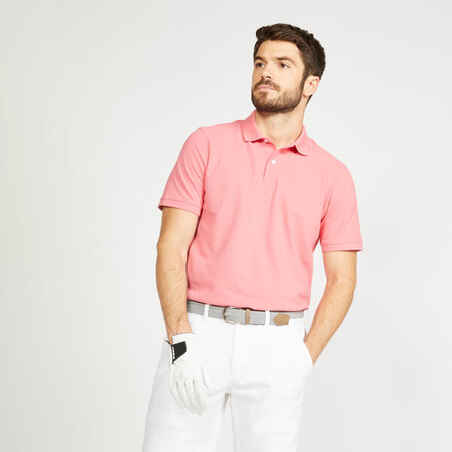 Men’s golf cotton short-sleeved polo shirt - MW500 Pink