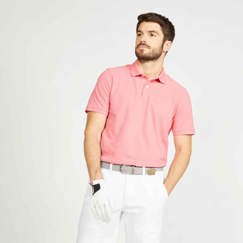 Men’s golf cotton short-sleeved polo shirt - MW500 Pink