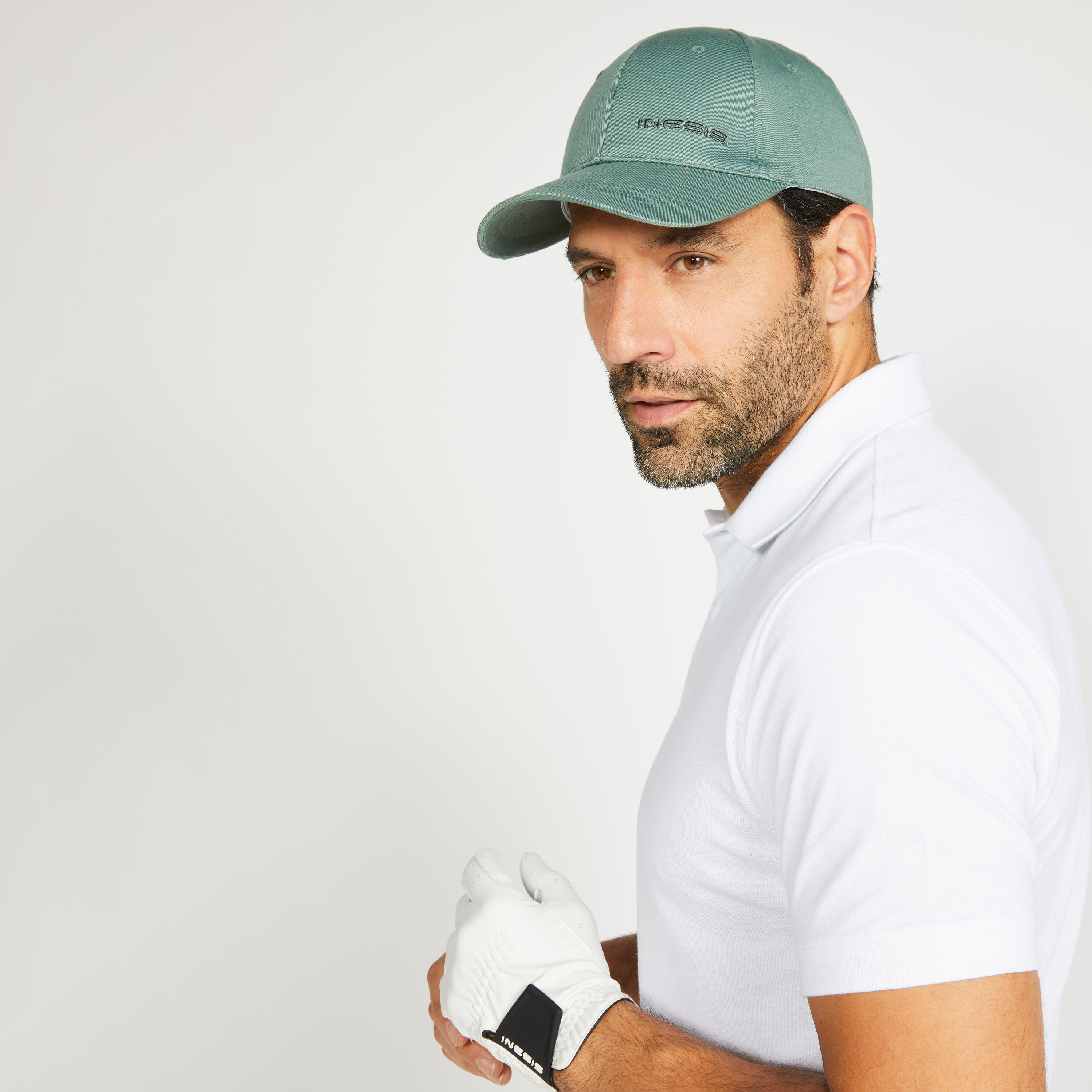 Polo de golf de algodón y poliéster manga corta Hombre - MW500 blanco 2/7