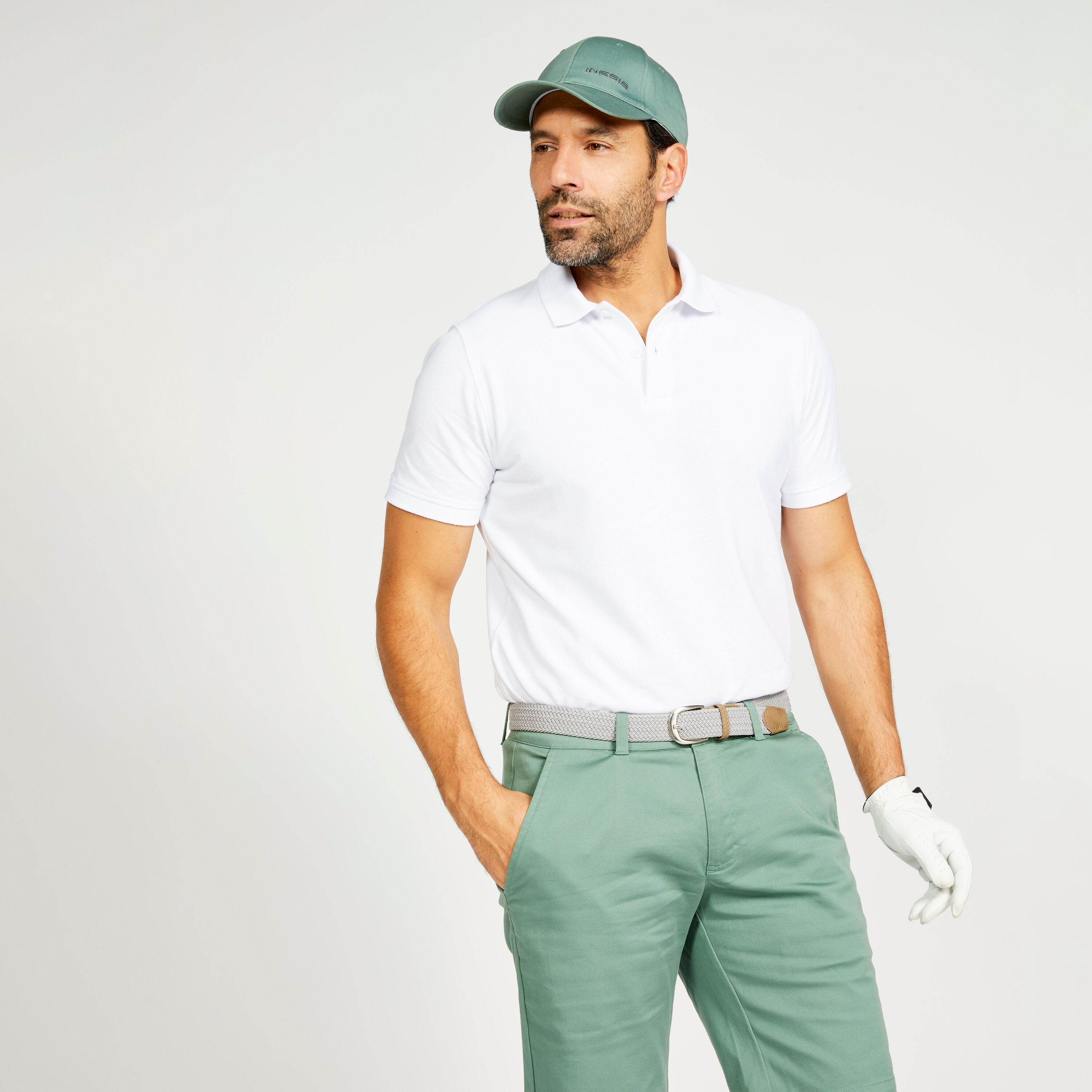 INESIS Men's golf short-sleeved polo shirt - MW500 white