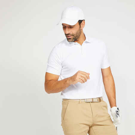 Men’s golf cotton short-sleeved polo shirt - MW500 White
