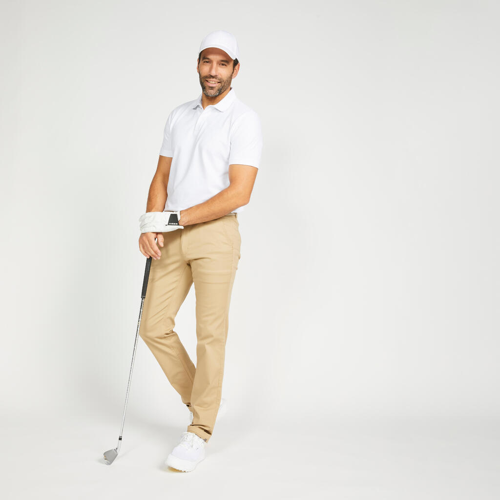 Golf cotton short sleeve polo shirt beige