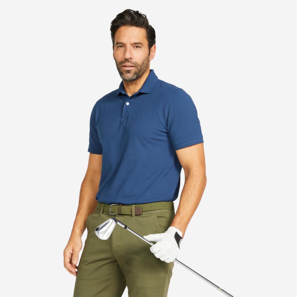 Polo de golf en coton polyester manches courtes homme, MW500 bleu