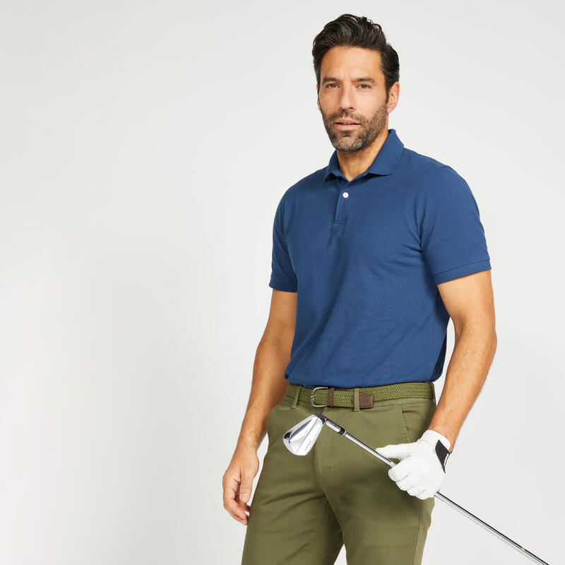 男款高爾夫短袖 Polo 衫 MW500－藍色