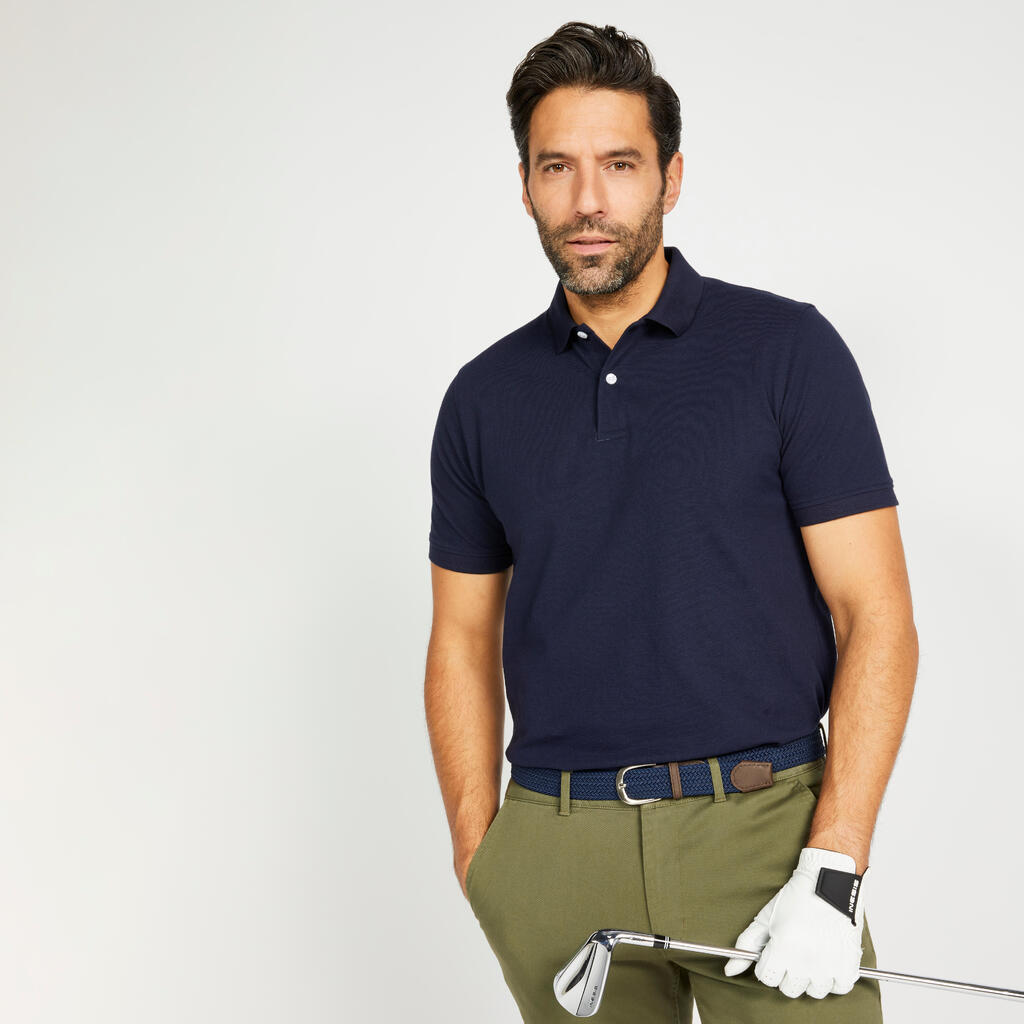 Polo majica kratkih rukava za golf MW500 od pamuka i poliestera muška - bež
