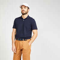 Men's golf cotton short-sleeved polo shirt - MW500 Navy blue