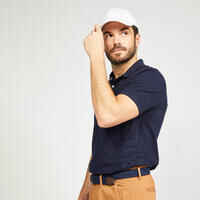 Men's golf cotton short-sleeved polo shirt - MW500 Navy blue