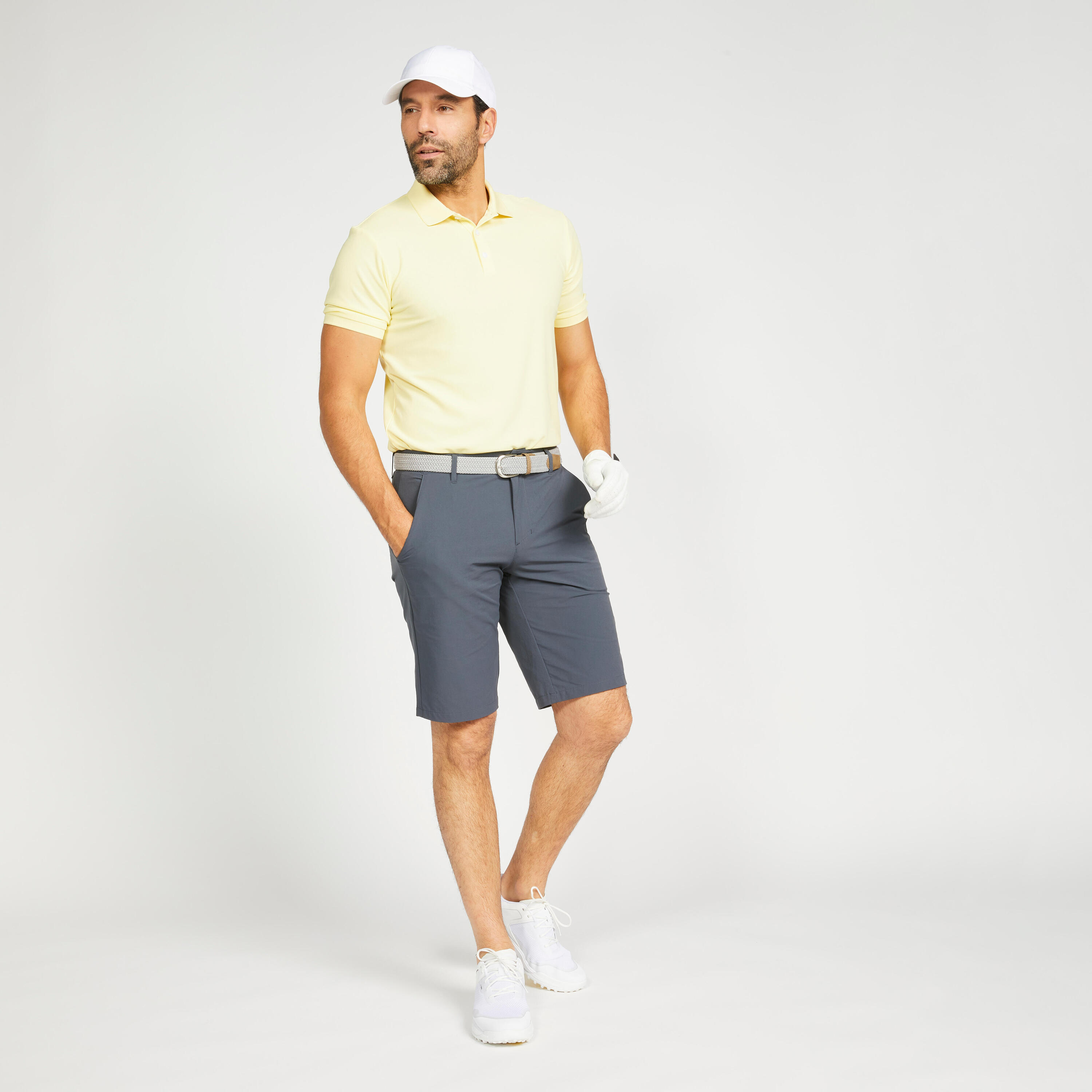 Men's golf short-sleeved polo shirt - WW500 yellow 2/6