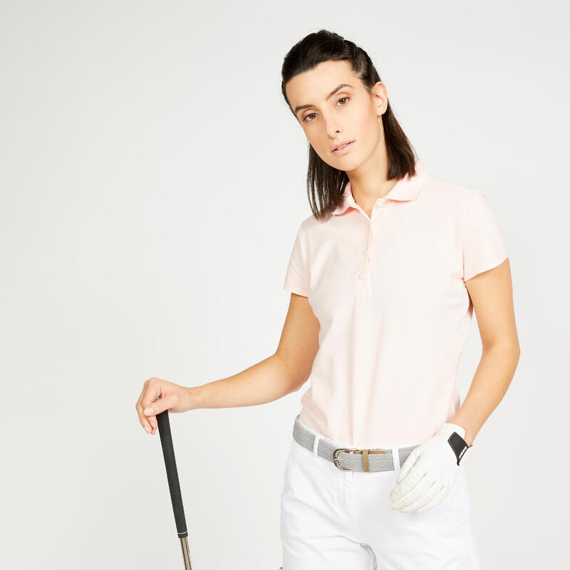 Polo de golf manches courtes femme WW500 rose pâle