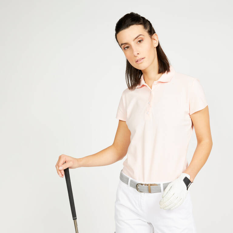 Women's golf short-sleeved polo shirt WW500 - Pale pink