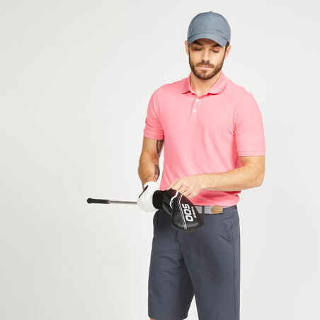 Rožnata moška polo majica s kratkimi rokavi za golf WW500