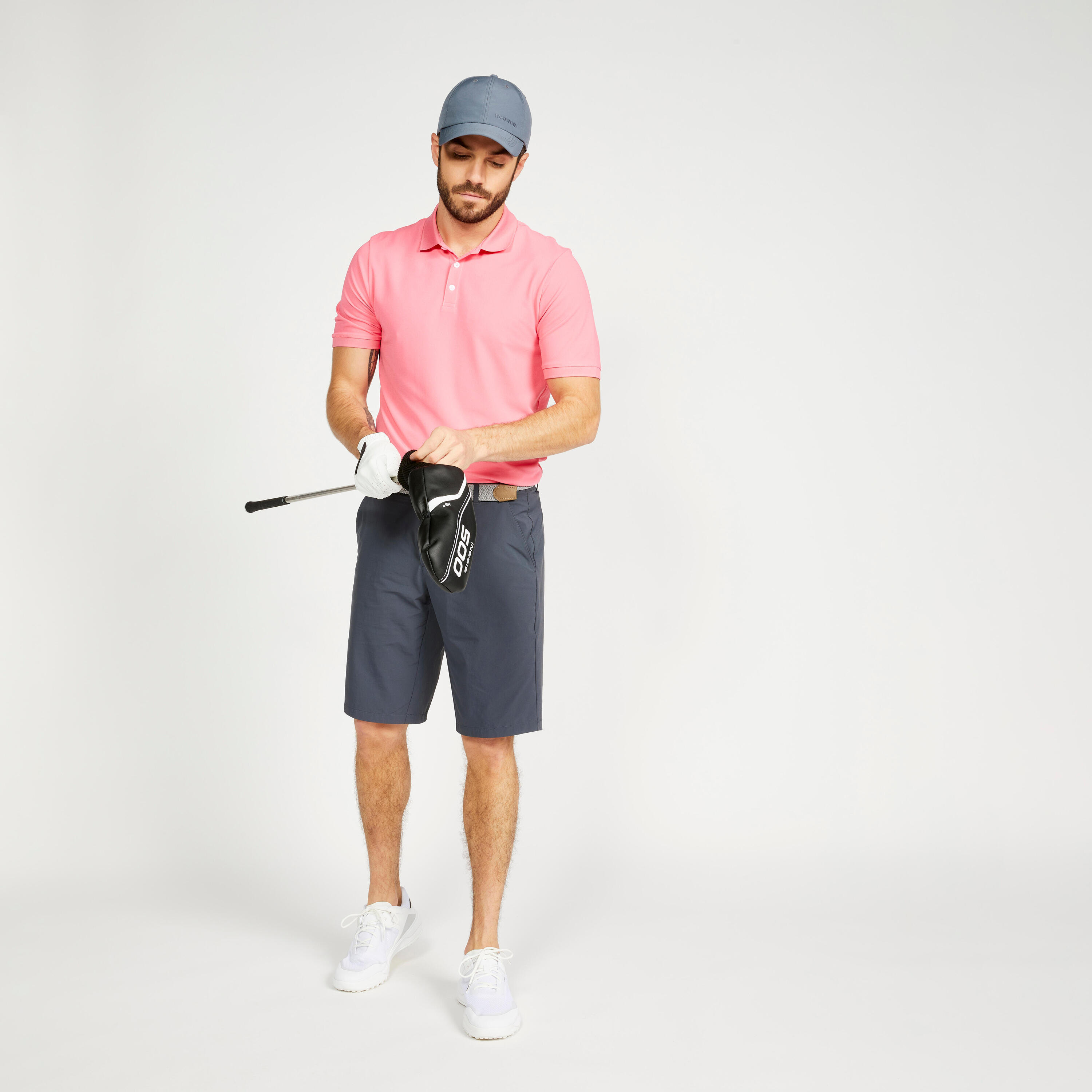 Men's golf short sleeve polo shirt - WW500 pink 2/6