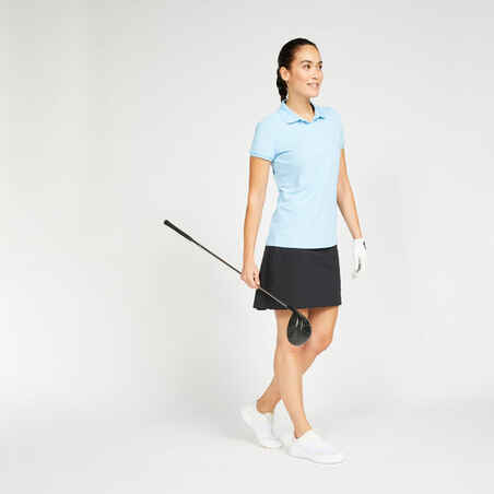 Golf Poloshirt kurzarm WW500 Damen hellblau