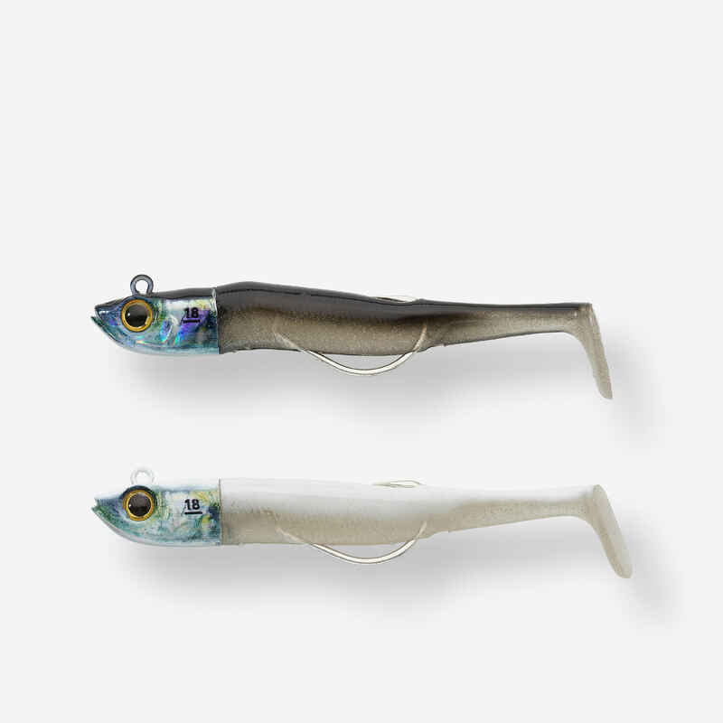 Sea Fishing Texas Soft Lure COMBO ANCHO 90 18 g silver black/white back