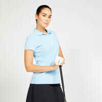 Golf Poloshirt kurzarm WW500 Damen hellblau
