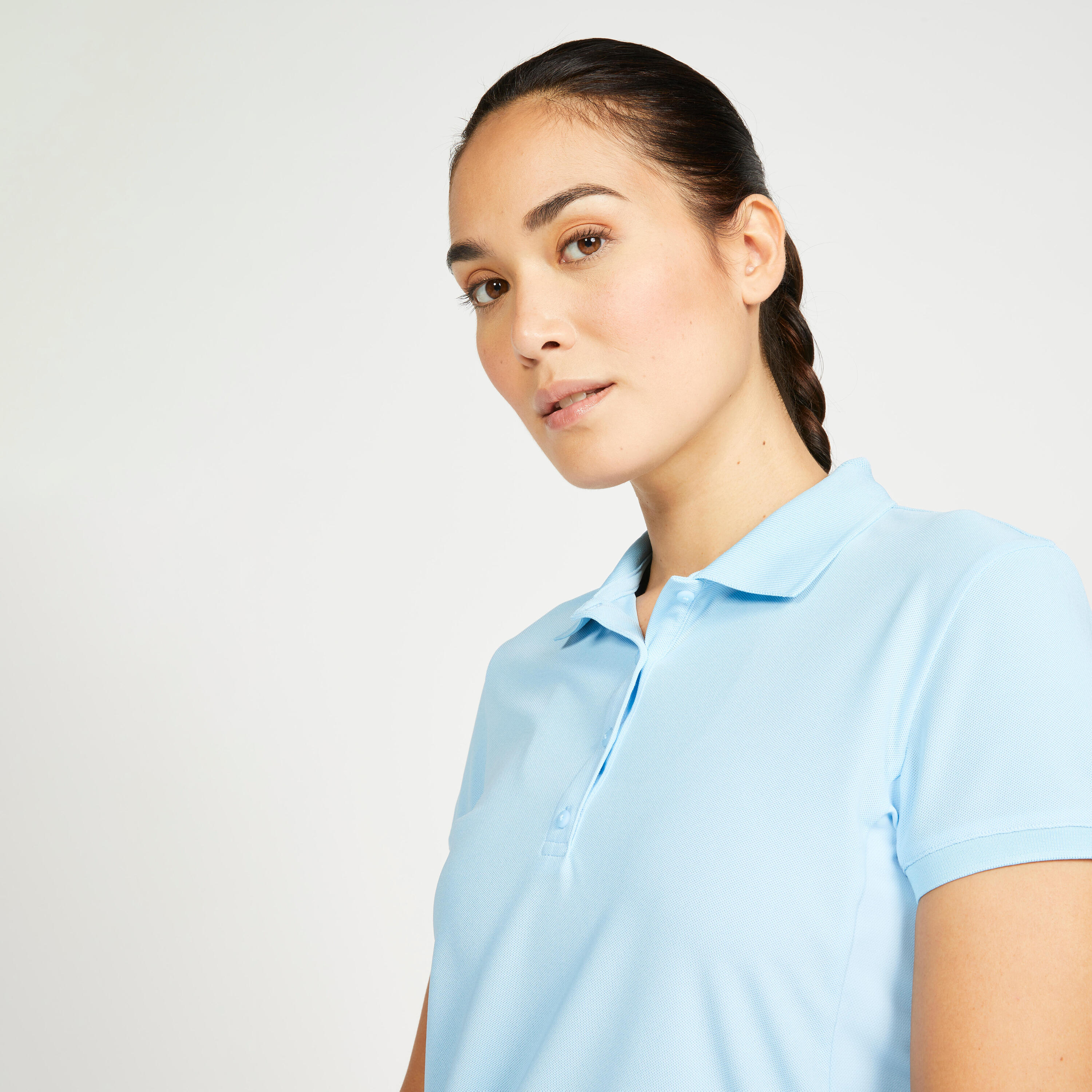Women's golf short-sleeved polo shirt WW500 sky blue 3/6